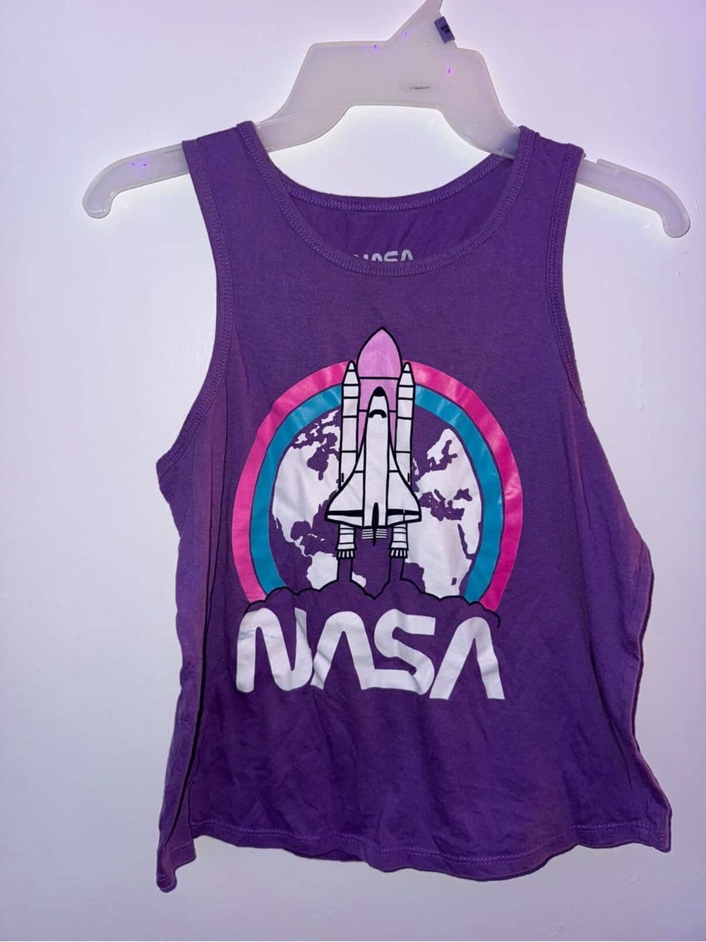 ☁️4/$15☁️ NASA Girls' Purple Graphic Tank Top - Space Shuttle Design